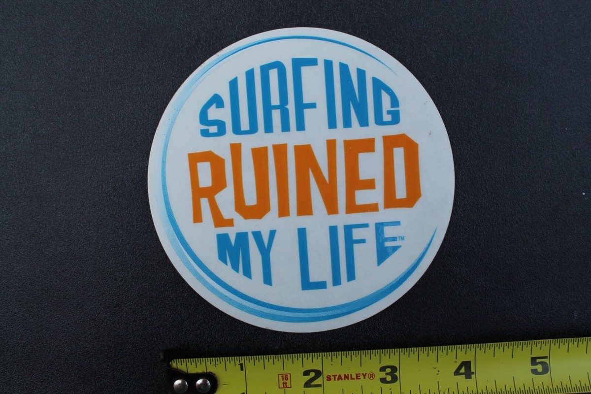 Surfing Ruined My Life USA Clear Blue Orange Surf V38D Vintage
