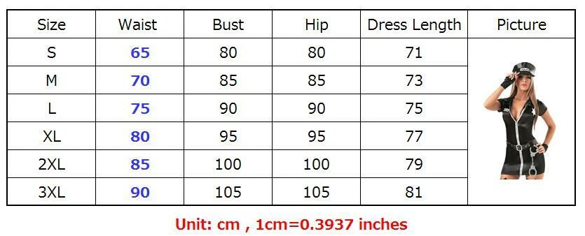 Women's Sexy Cop Officer Costume Police Women Hen Night Cosplay Uniform - Image 2 of 3