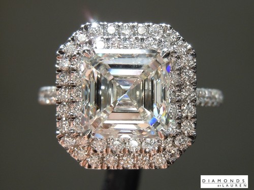 2.50ct J VS2 Asscher Cut Lab Grown Diamond Ring R9493 Diamonds by Lauren - Picture 3 of 7