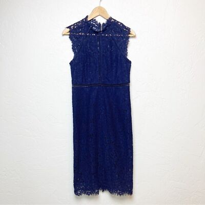BARDOT navy lace cap sleeve midi dress sz 6 | eBay