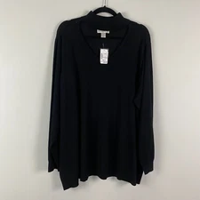 CJ Banks Mock Neck Cutout Sweater Size 3X Black Long Sleeve