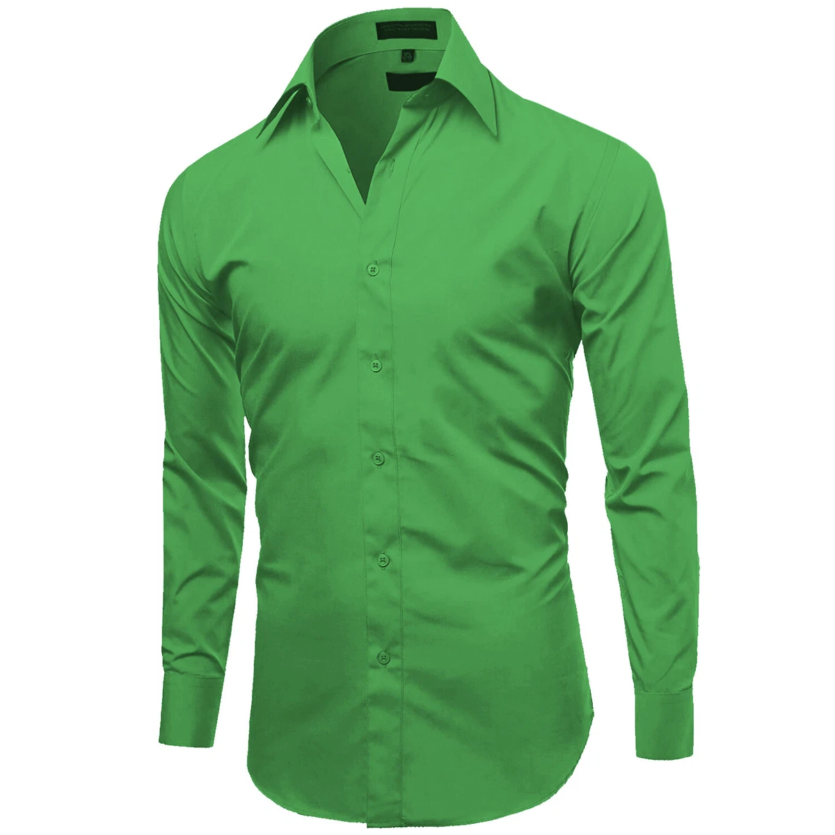 Cotton Blend Green Slim Dress Shirts for Men for sale | eBay