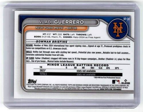 2024 Bowman Chrome - Prospects Vladi Guerrero 1st Shimmer Refractor - Picture 2 of 2