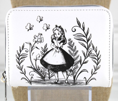 Loungefly Disney Alice In Wonderland Mini Zipper Wallet Black And White New 2025