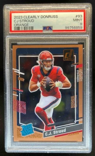 2023 Panini Clearly Donruss C.J. Stroud Orange Rookie RC #/75 Texans PSA 9