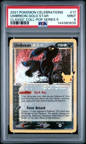 2021 POKEMON CELEBRATIONS CLASSIC COLLECTION #17 UMBREON-GOLD STAR PSA 9