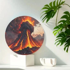 Volcanic Eruption Lava Glow Round Aluminum Wall Decor