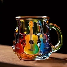 Painted Book Mug 3D Painted Guitar Coffee Cup Unique Colorful Cup Collection