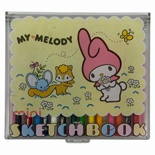 Sanrio My Melody Mini Sketchbook Clear Hard Case Pencils Pad Vintage Japan