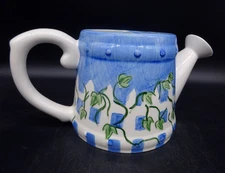 Vintage FTD Hand-Painted Ceramic Planter / Watering Can with Floral Design
