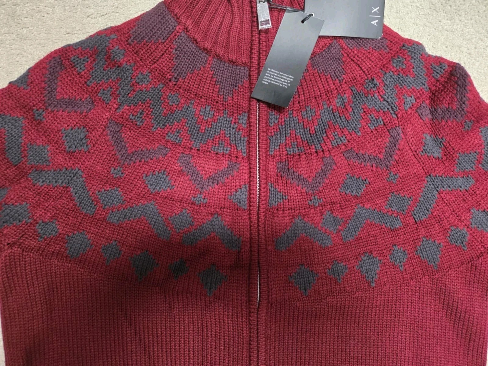 Armani Exchange new men's cardigan with tags, large, red,heavyweight, 75$ image 3