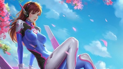 Anime overwatch dva girls sky red eyes pc Play Gaming Mat Desk Game Desk