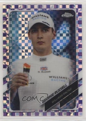 2021 Chrome Formula 1 F1 Racers Purple Checker Flag Refractor George Russell 9b3