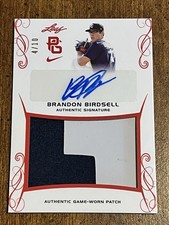 BRANDON BIRDSELL 2017 LEAF PERFECT GAME AUTO GAME WORN JERSEY PATCH #4/10 CUBS