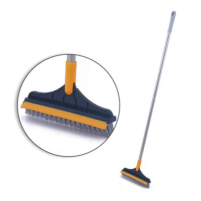 2-in-1 Rotating Floor Scrub Brush & Squeegee for Kitchen & Bathroom Cleaning