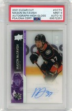 PSA 9 Auto 10 Mason McTavish Rookie 2021-22 UD Clear Cut High Gloss 4/10 RC
