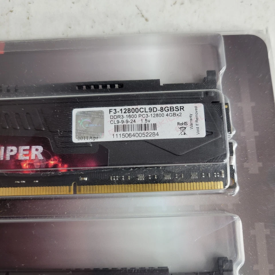 G.Skill Sniper 8GB (2x4GB) RAM PC3-12800 DDR3-1600 SDRAM F3-12800CL9D-8GBSR - Image 2 of 3