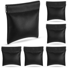 6 Pcs PU Squeeze Coin Purse Black Pouch Waterproof Small Change Holder for Women