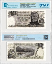 Argentina 50 Pesos, 1974-1975 ND, P-296a.2, UNC, Authenticated