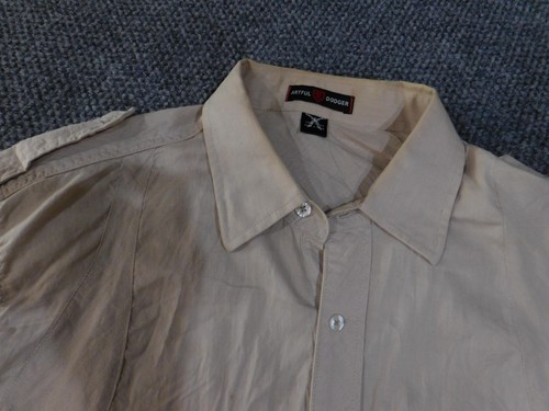 Artful Dodger Shirt Mens Large Beige Graphic Long Sleeve Button Up Streetwear - Picture 7 of 18