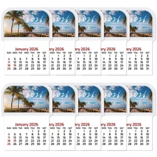10 Pcs 2026 Mini Stick on Calendar Adhesive Peel and Stick Car Calendar Stick