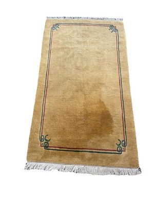 Chinesischer dicker getufteter Vintage Teppich 100% Wolle Handarbeit 172 cm Gelbgold Senf