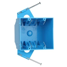 1 Pcs Blue 2-Gang Nail On New Work Electrical Outlet Box 32 Cubic Plastic