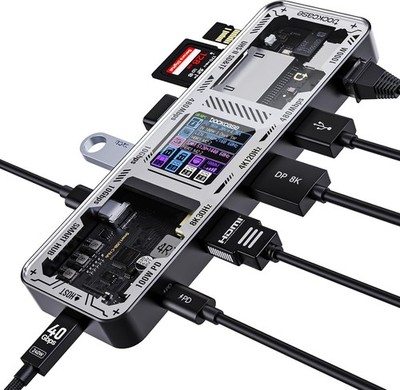 DOCKASE Smart USB C Hub 10 in 1 Entdecker Edition Dual HDMI 4K@60Hz BLITZBEREIT 