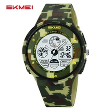 SKMEI Men Watch Military Green Wristwatch LED Digital Quartz Boy Student Watches