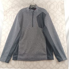 Spyder Mens 1/4 Zip Fleece Pullover Gray Black Size L Athletic Outdoor