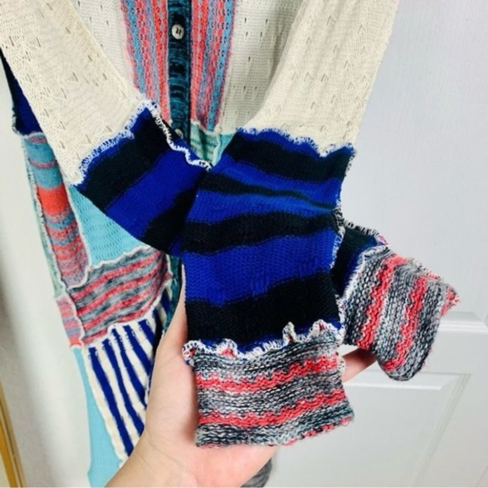 Freepeople Multicolor Patchwork Long Cardigan siz… - image 5