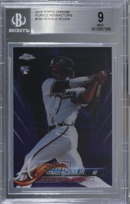 2018 Topps Chrome Purple Refractor /299 Ronald Acuna Jr BGS 9 MINT Rookie RC 0ls