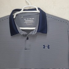 Under Armour The Performance Polo Shirt Mens XXL Blue Striped Golf Loose