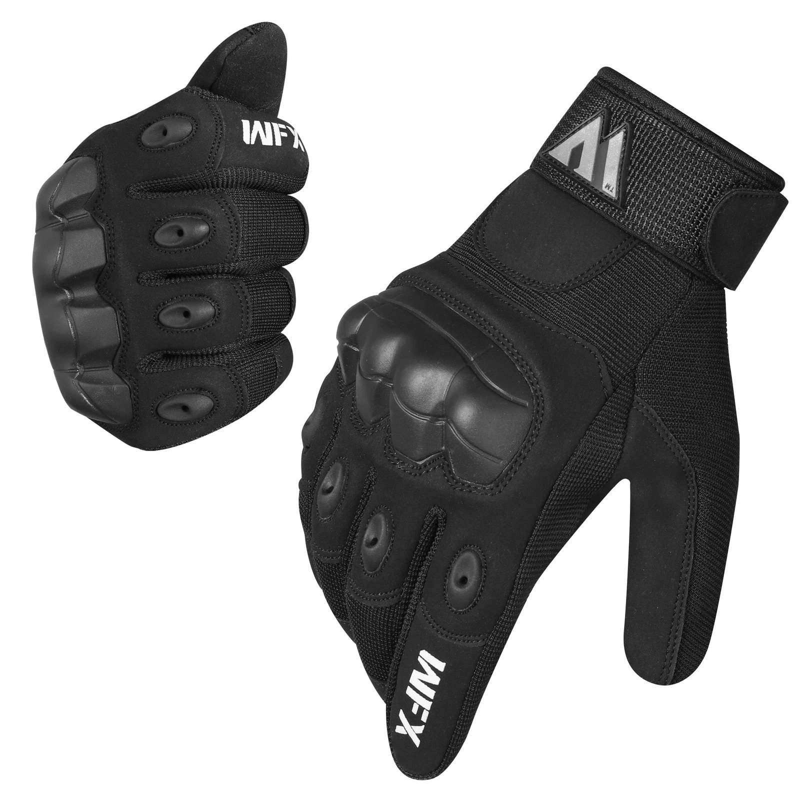 WFX Motorcycle Gloves Full Finger Touchscreen Breathable Protective L, Black