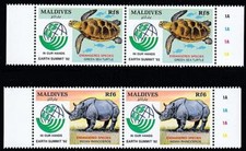 👉 Maldive 1993 Animali / Rhino & Tartaruga MNH Coppie 🅵🆁🅴🅴 🆂🅷🅸🅿🅿🅸🅽🅶