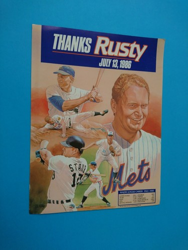 RUSTY STAUB NEW YORK METS "THANKS RUSTY" DAY SHEA STADIUM 1986 SELTENES POSTER