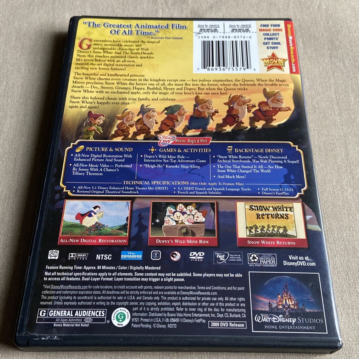 Walt Disney: Snow White & the Seven Dwarfs (DVD 1937 2-Disc