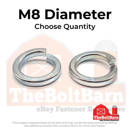 M8 Class 12 High Collar Split Lock Washer Zinc Clear (Pick Quantity) - Picture 1 of 7