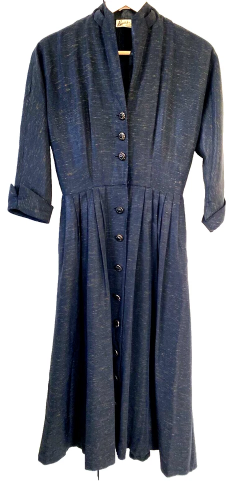 Vtg 50's Atomic Black Gold Fleck Fit & Flare Dress Pin-Up Rockabilly Sz XS S - Image 3 of 4