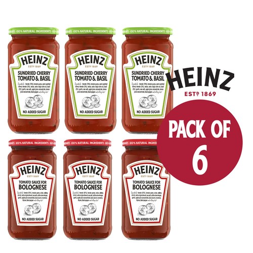 Heinz Pasta Sauces Bolognese Sun Dried Cherry Tomato Basil Bundle of 6