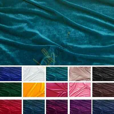 18 Colours - Luxurious Quality Soft Velour Velvet Stretch Dress Fabric Material