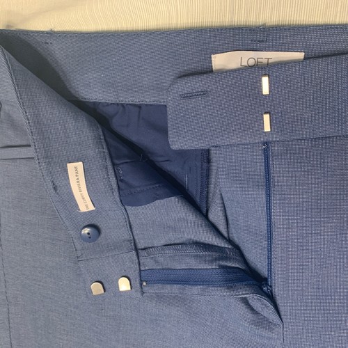 Loft Pant The Curvy Riviera Womens 14 Blue Cropped Slit Ankle Hem Pockets NEW - Picture 5 of 12
