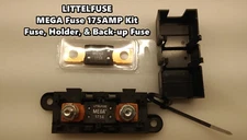 LITTELFUSE Mega Fuse Holder with 175 amp 32V DC Slo-Blo, Back-up Fuse Included!