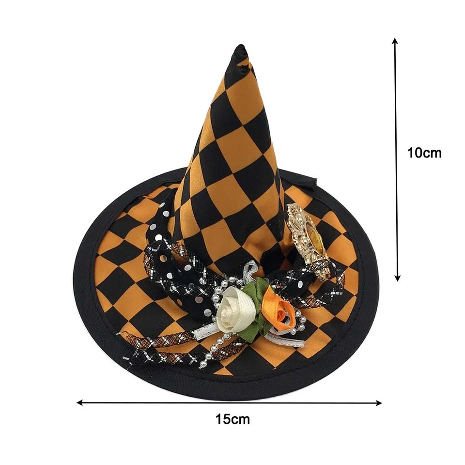 New Halloween Mini Orange Witch Hat with flower Costume Party Accessory - image 2 of 3