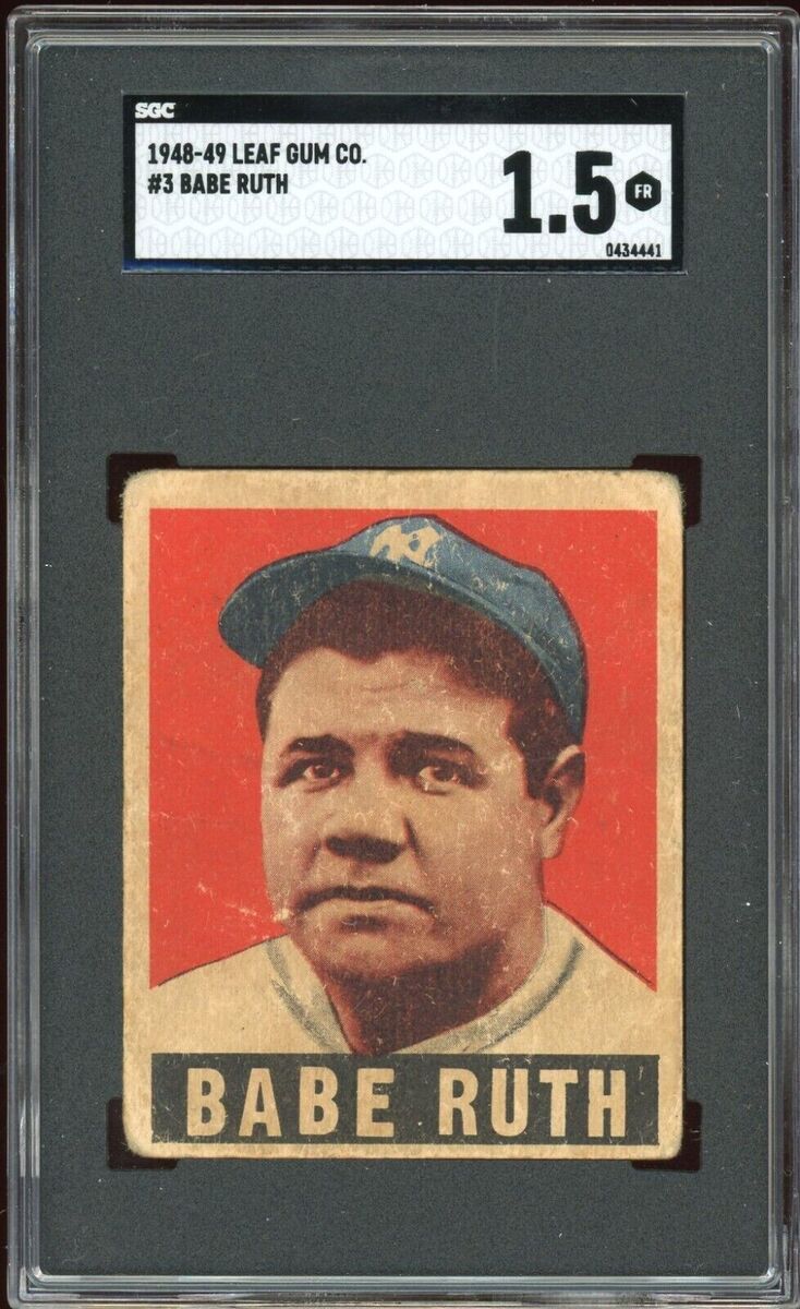 1948-1949 Leaf Babe Ruth Card #3 Yankees - Certified SGC 1.5 (Fair