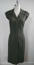 NEW NARCISO RODRIGUEZ $795 olive zip front dress with back cutouts size 6