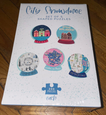 NIB Pink Sky City Snowdome 5 Puzzles 200 Pieces Each Sealed