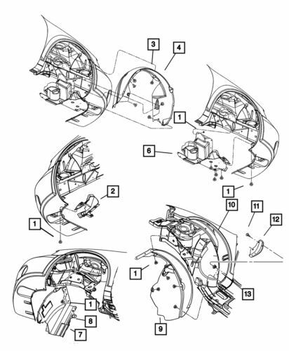 Escudo de paso de rueda delantero izquierdo para Chrysler Sebring 2001-2006 (N/P 4814759AD)
