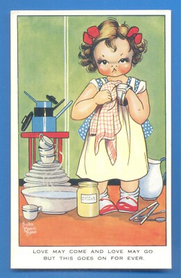 LOVE MAY COME AND LOVE MAY GO.POSTCARD BY FREDA MABEL ROSE