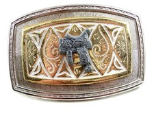 Western Silvertone Cowboy Saddle Belt Buckle 102113p